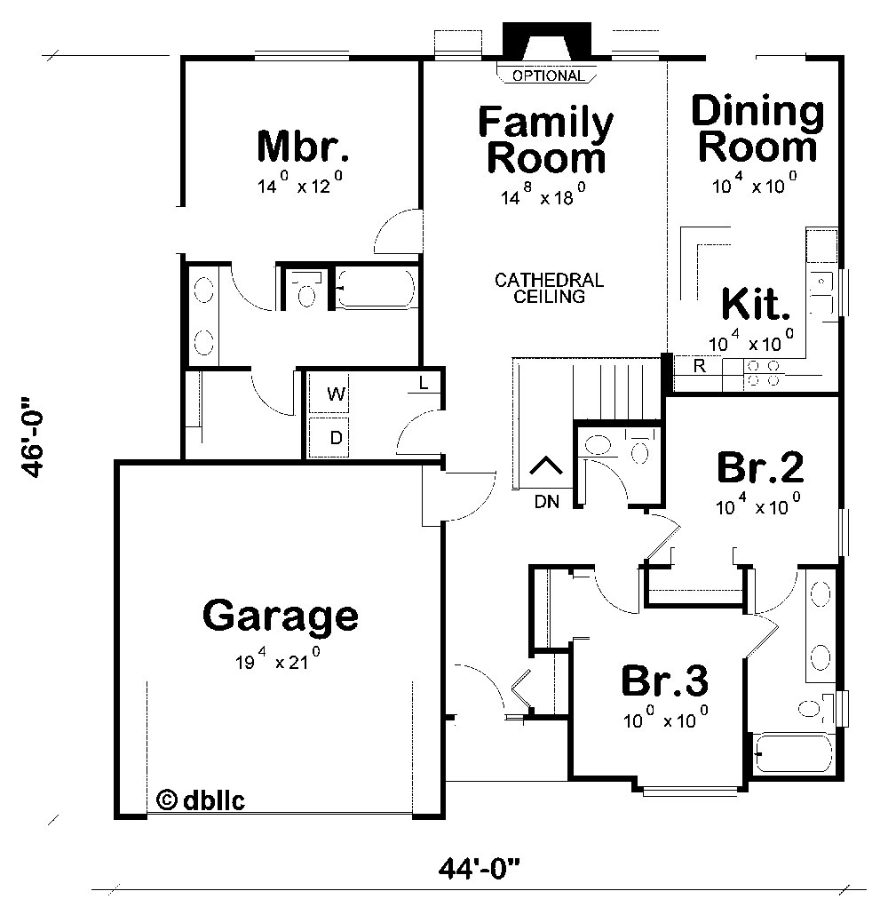Floor Plan First Story of Traditional Plan #120-2252