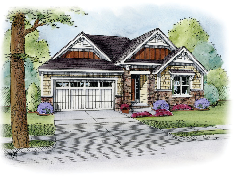 Front Elevation of this Cottage House (#120-2259) at The Plan Collection.
