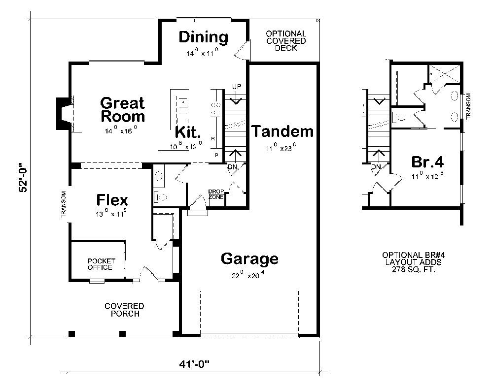 Floor Plan First Story of Craftsman Plan #120-2260