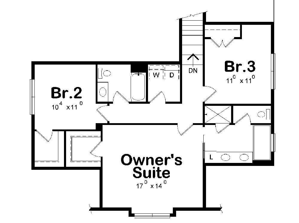 Floor Plan Second Story of Craftsman Plan #120-2260