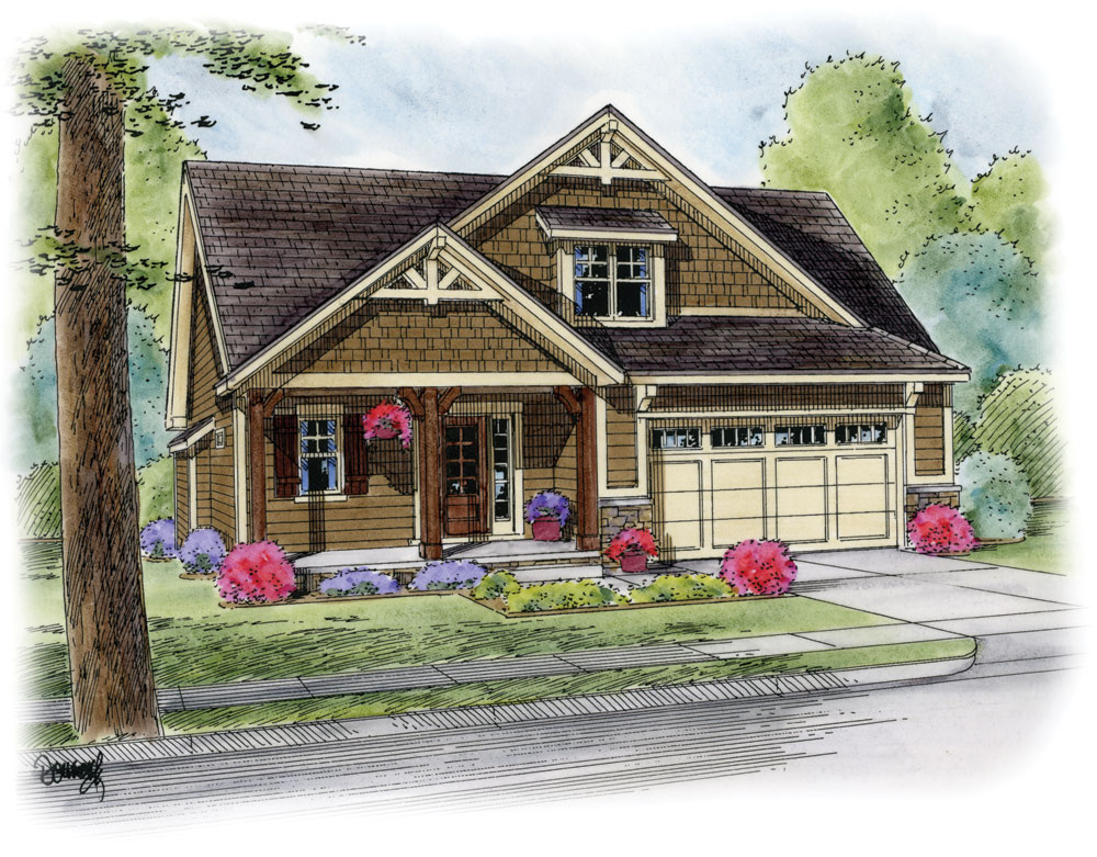 Front Elevation of this Craftsman House (#120-2260) at The Plan Collection.