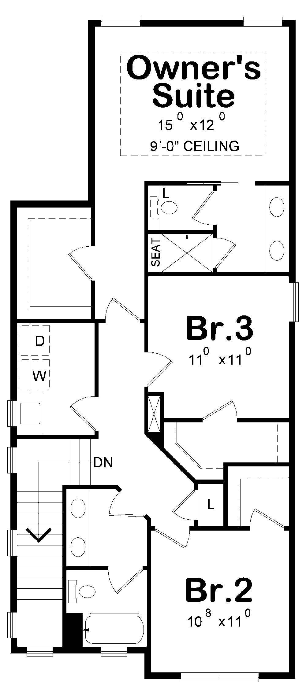 Floor Plan Second Story of Craftsman Plan #120-2261