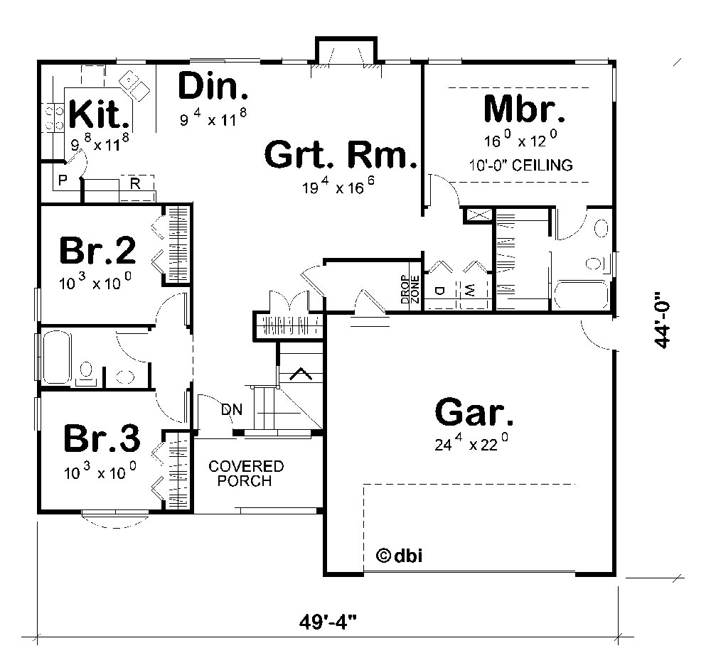 Floor Plan First Story of Traditional Plan #120-2268