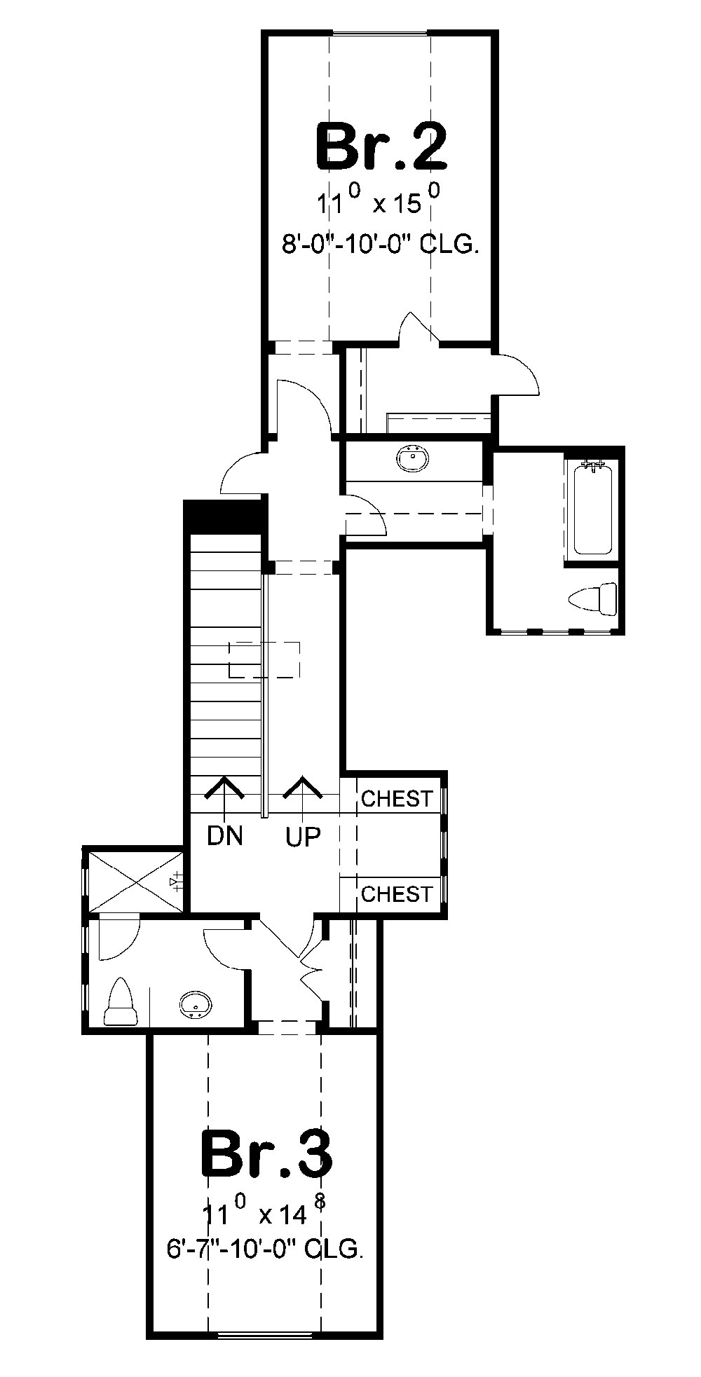 Floor Plan Second Story of French Plan #120-2274