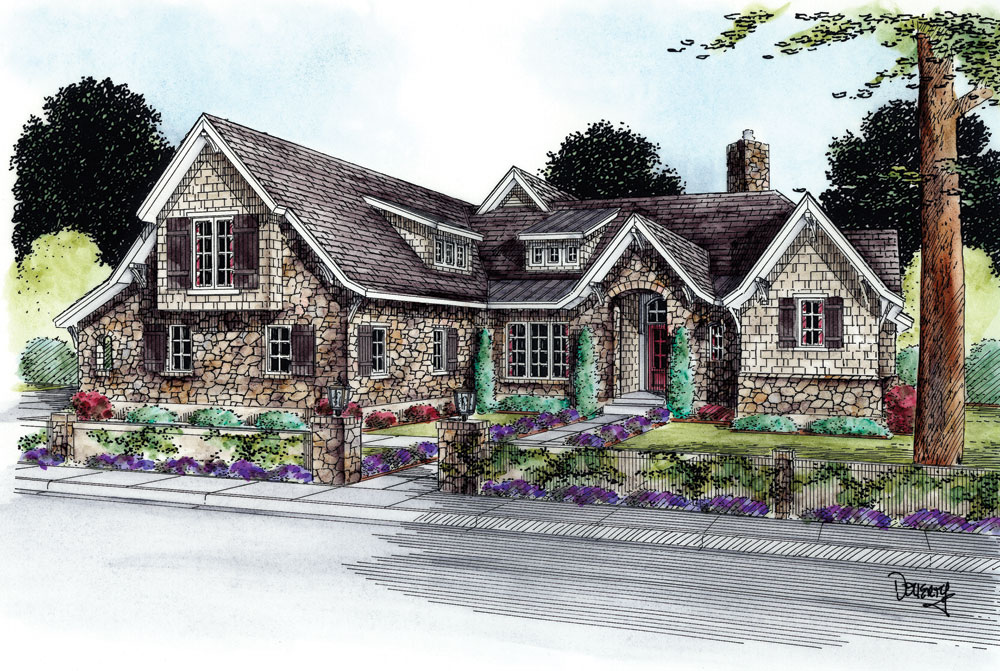 Front Elevation of this French House (#120-2274) at The Plan Collection.