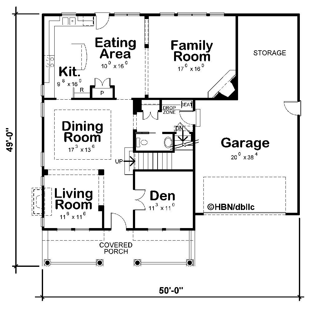 Floor Plan First Story of Craftsman Plan #120-2286