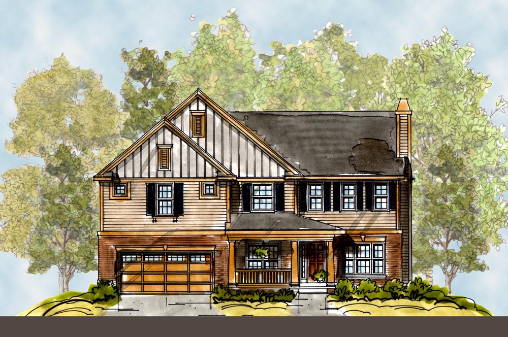 Front Elevation of this Craftsman House (#120-2290) at The Plan Collection.
