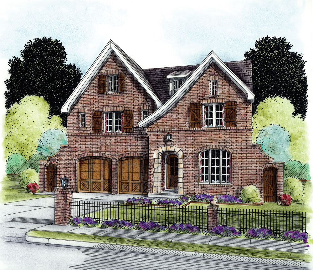 Front Elevation of this European House (#120-2294) at The Plan Collection.