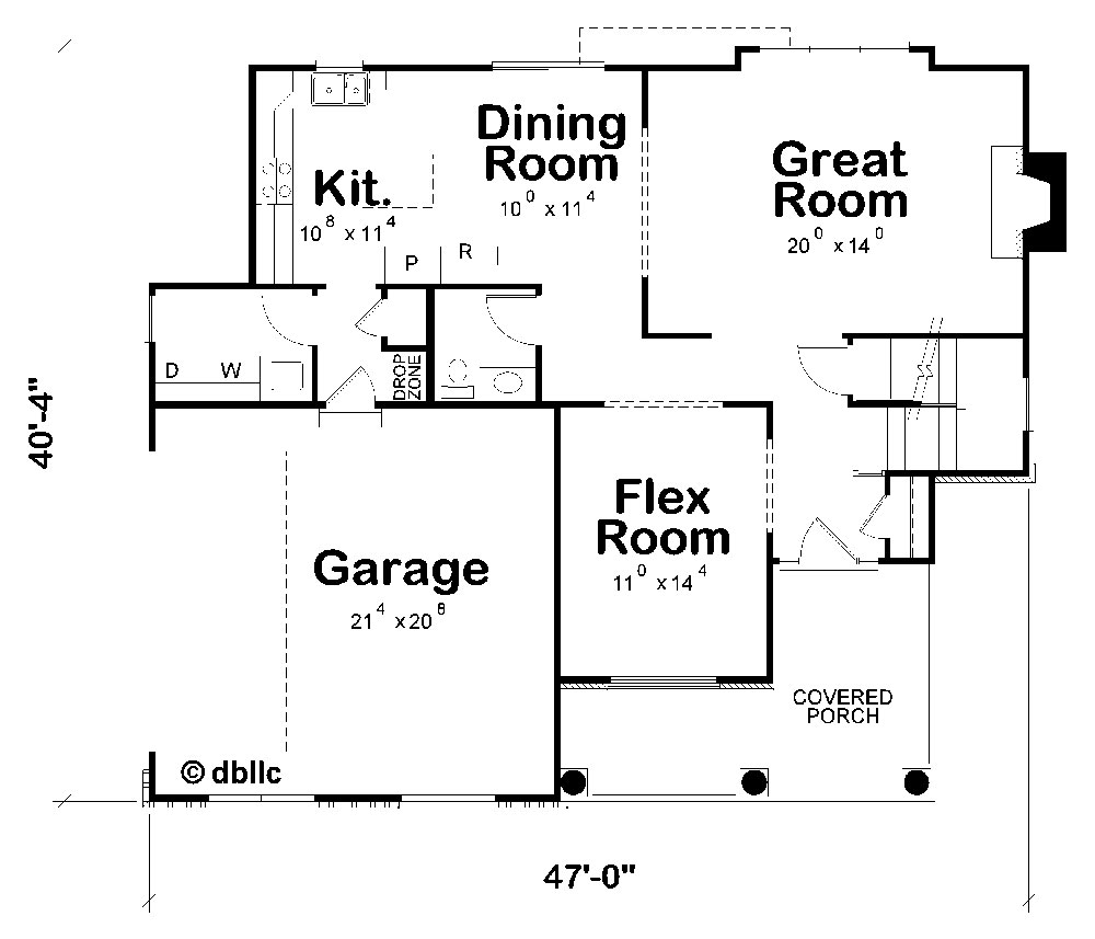 Floor Plan First Story of Craftsman Plan #120-2296