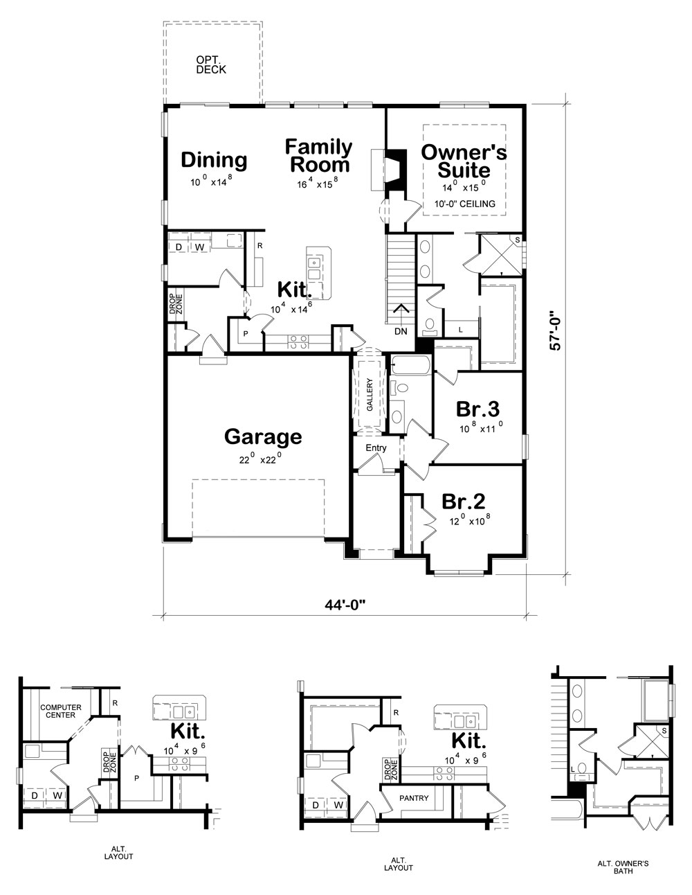 Floor Plan First Story of Cottage Plan #120-2300
