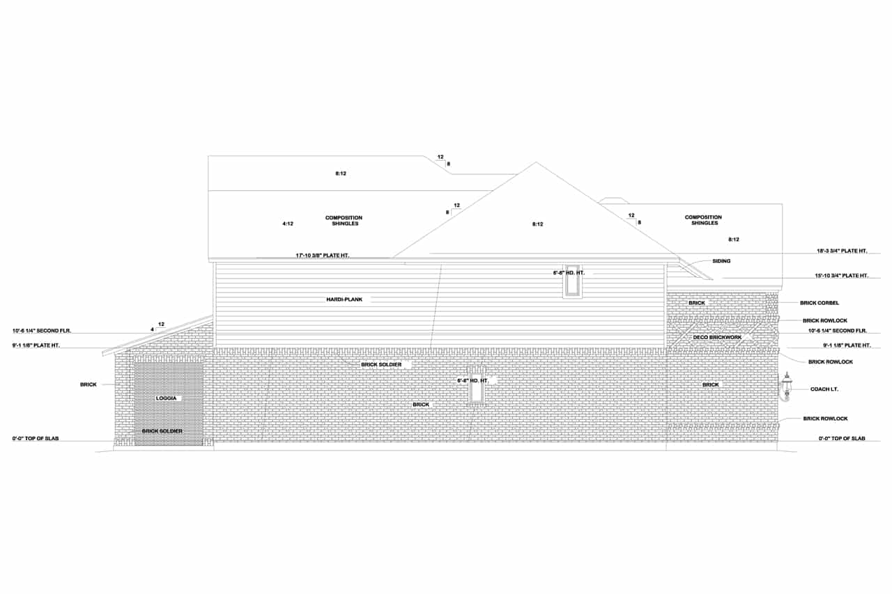 Home Plan Left Elevation of this 4-Bedroom,2879 Sq Ft Plan -120-2303