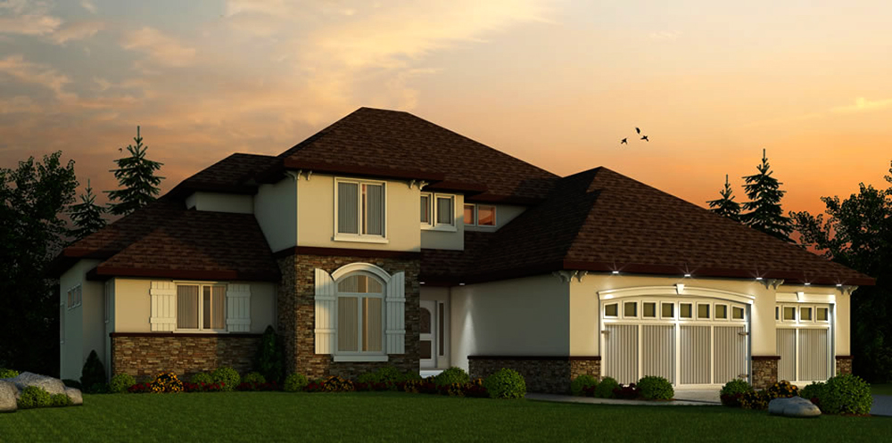 Front elevation of Tuscan home (ThePlanCollection: House Plan #120-2456)