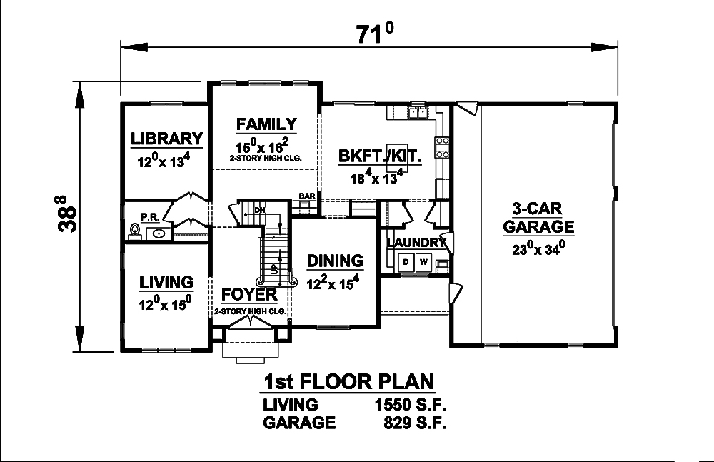 Floor Plan First Story of European Plan #120-2458