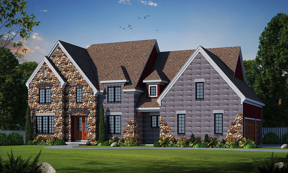 Front elevation of European home (ThePlanCollection: House Plan #120-2458)