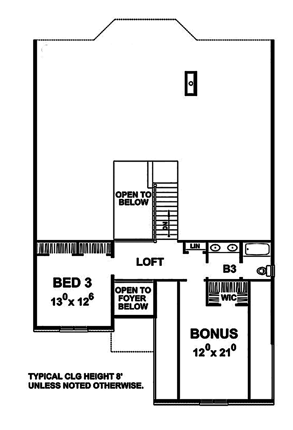 Floor Plan Second Story of French Plan #120-2460