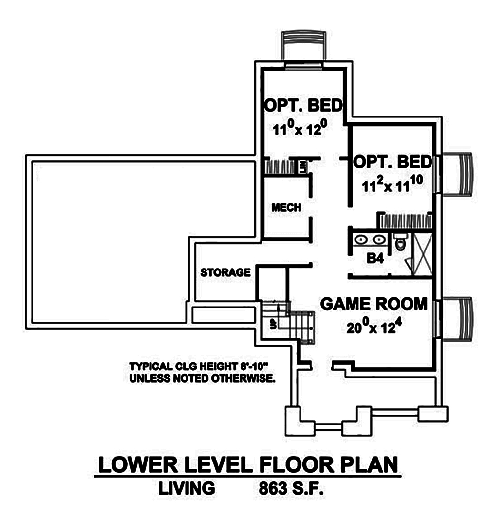 Floor Plan Basement of Craftsman Plan #120-2461