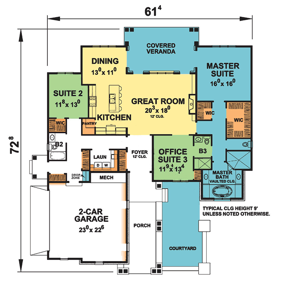 Floor Plan First Story of French Plan #120-2464