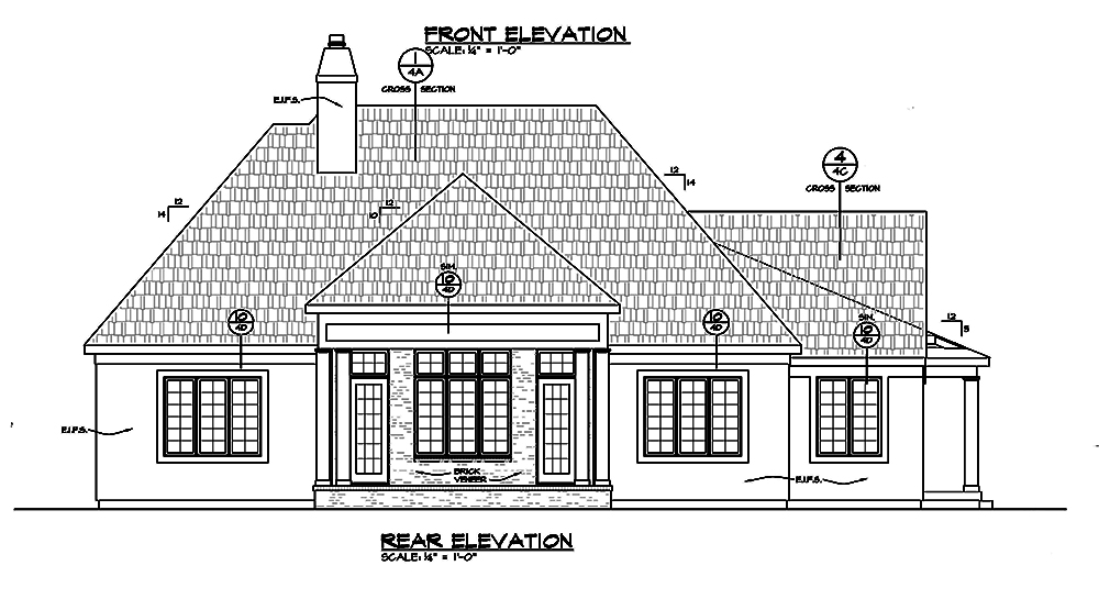 Home Plan Rear Elevation of this 2-Bedroom,2266 Sq Ft Plan -120-2464