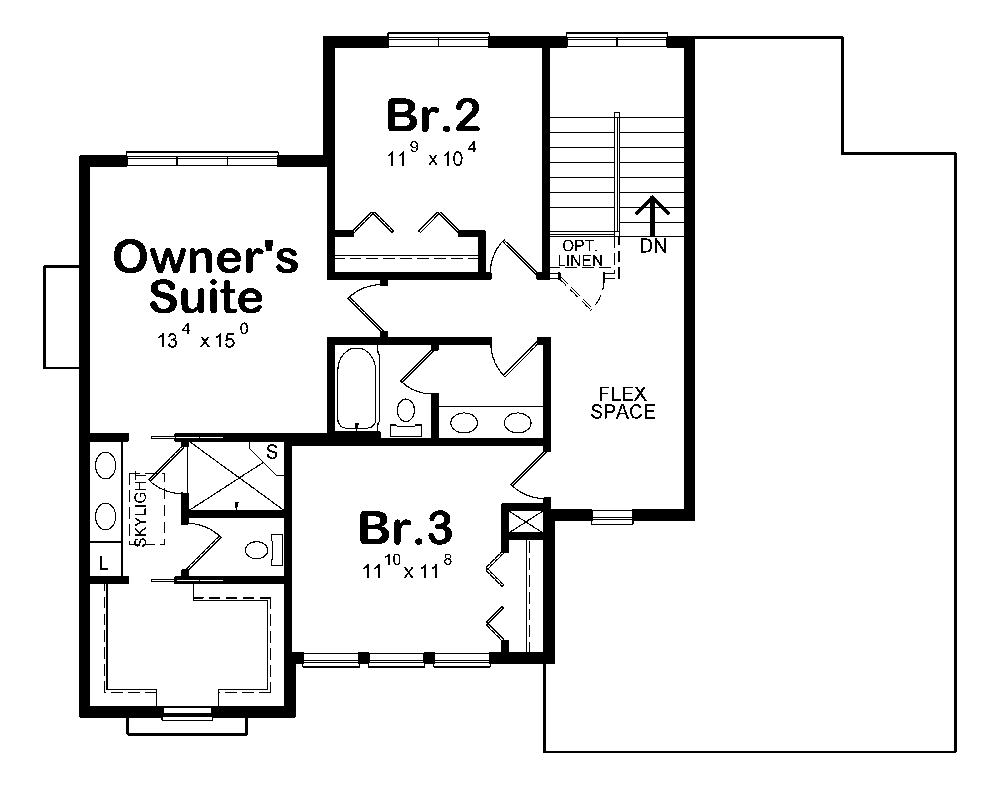 Floor Plan Second Story of Craftsman Plan #120-2465