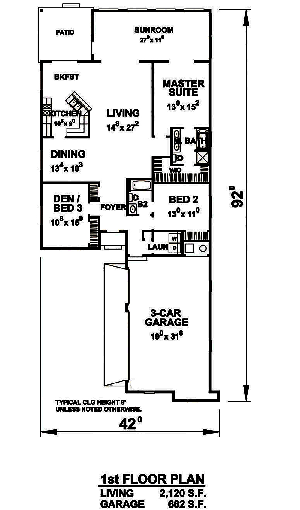 Floor Plan First Story of French Plan #120-2468