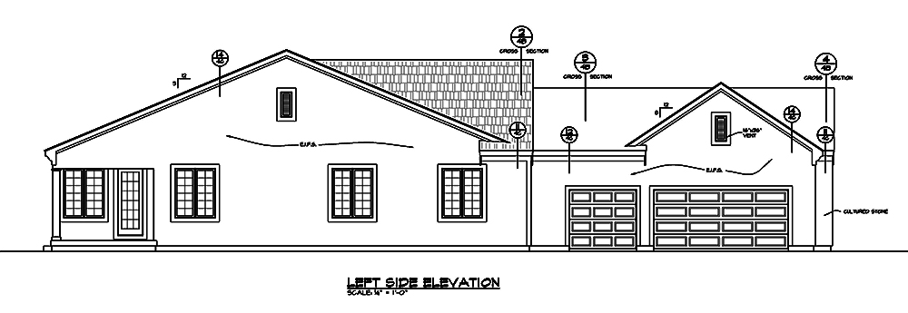 Home Plan Left Elevation of this 2-Bedroom,2120 Sq Ft Plan -120-2468