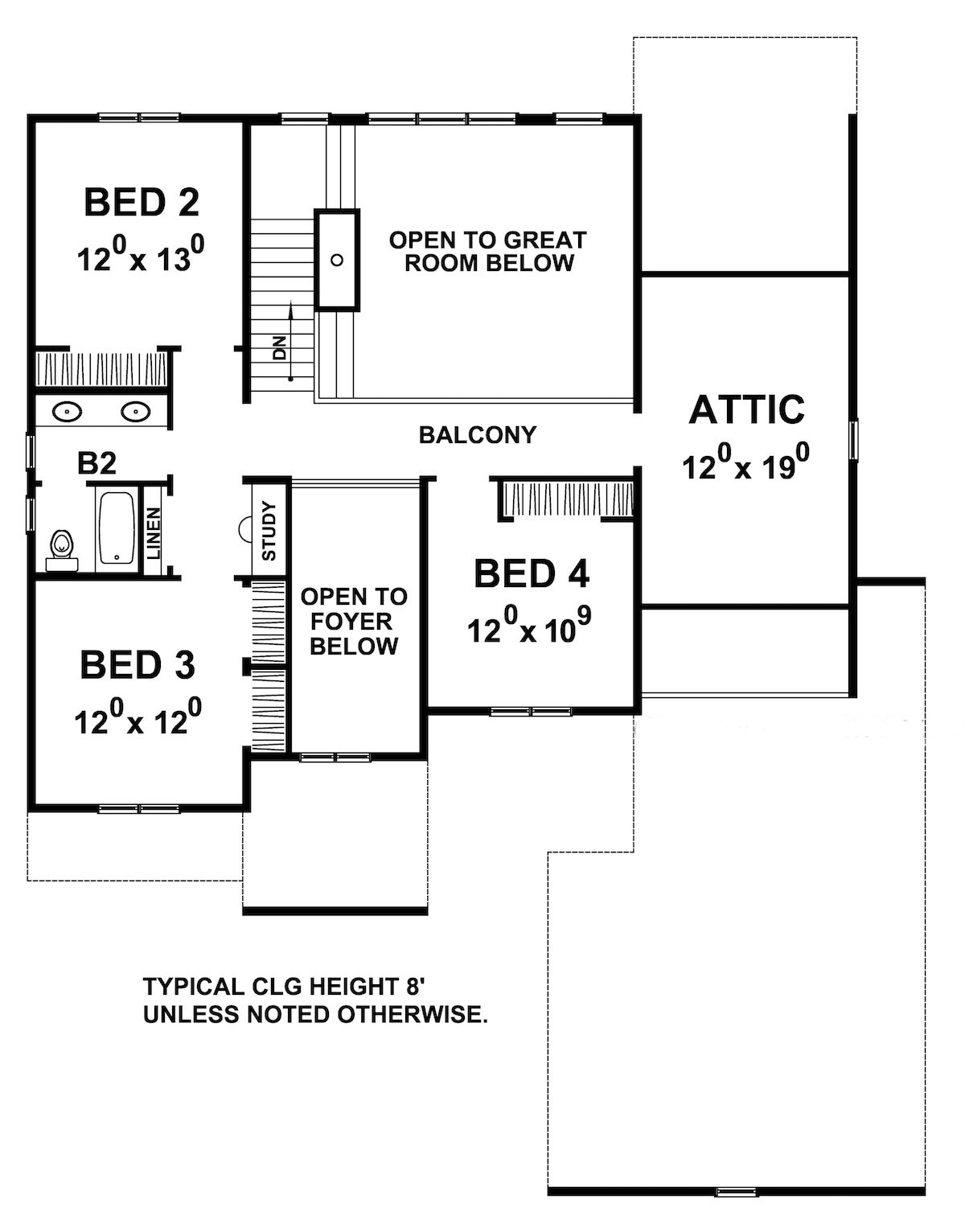 Floor Plan Second Story of Craftsman Plan #120-2469