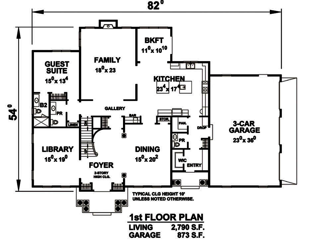 Floor Plan First Story of Colonial Plan #120-2471
