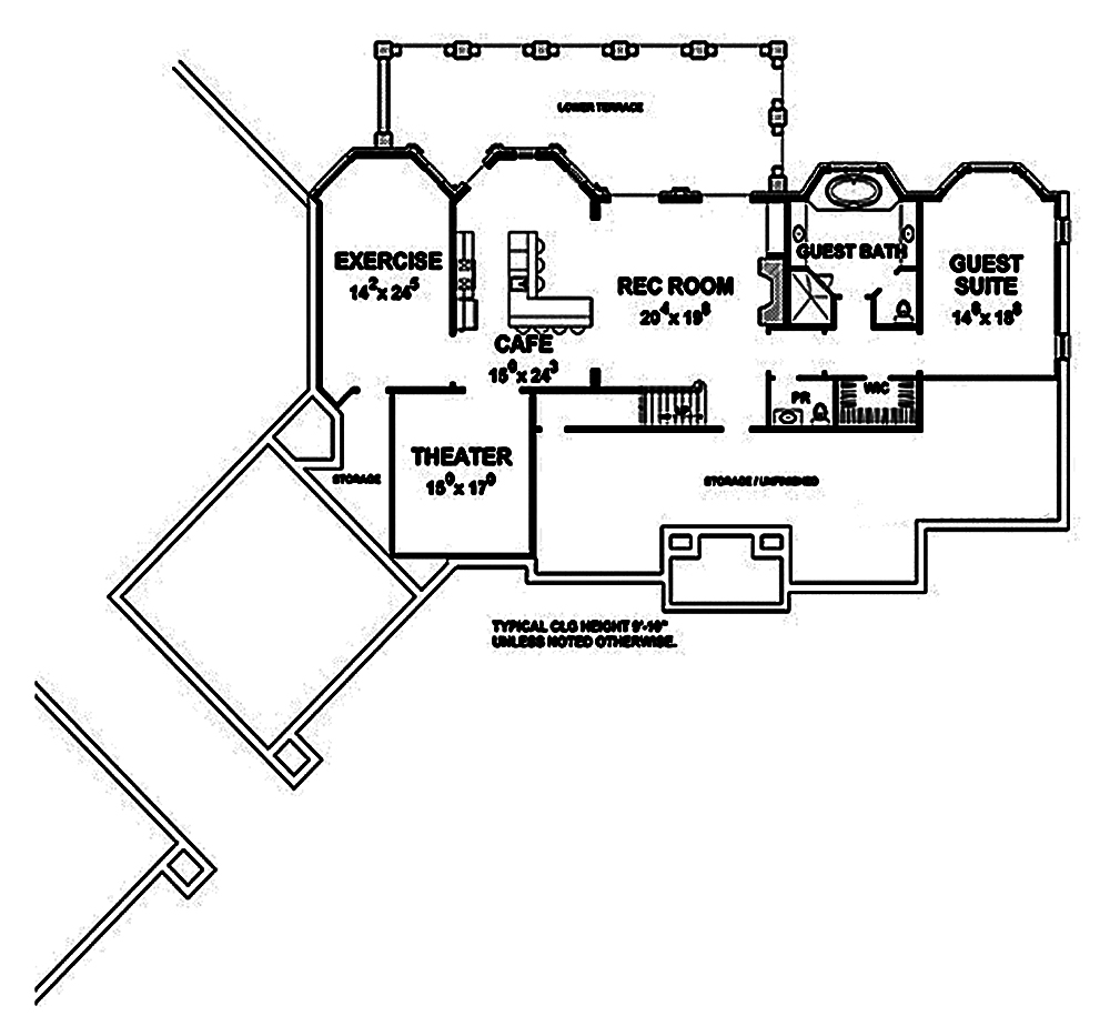 Floor Plan Basement of French Plan #120-2473