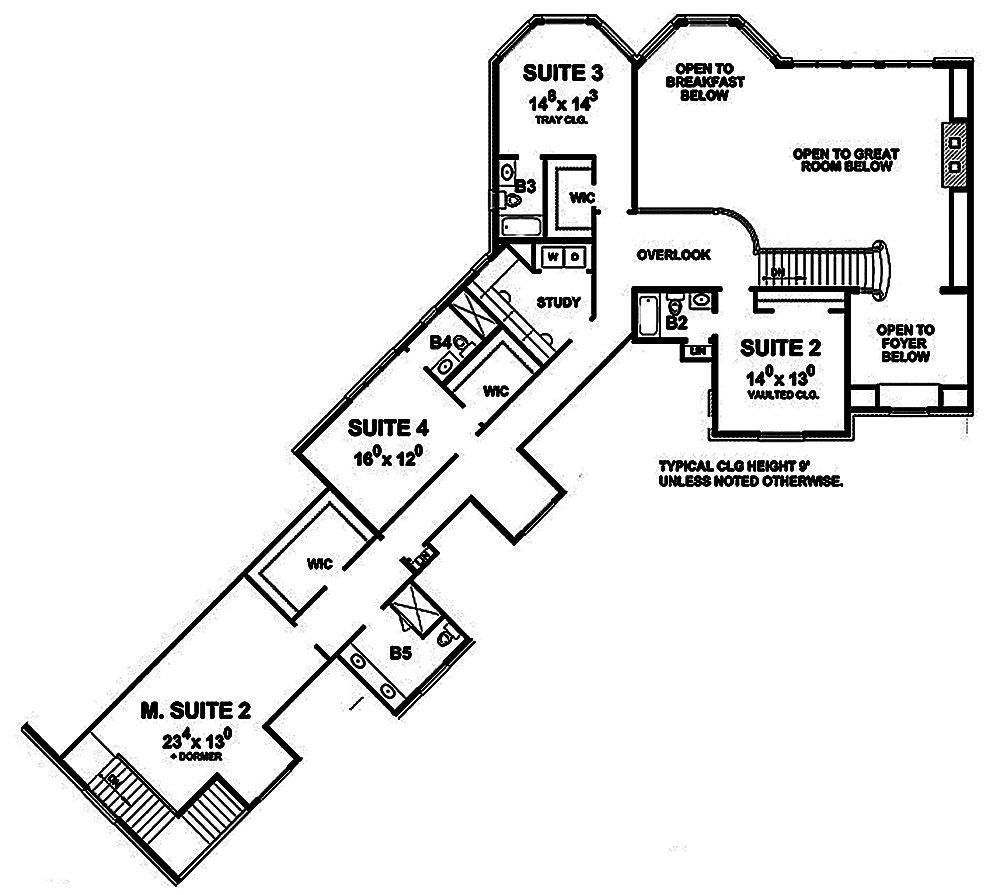 Floor Plan Second Story of French Plan #120-2473