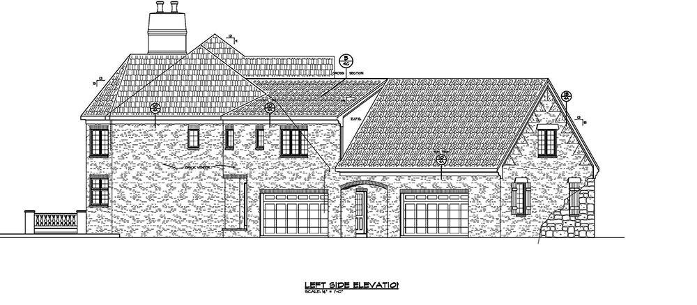 Home Plan Left Elevation of this 5-Bedroom,5460 Sq Ft Plan -120-2473