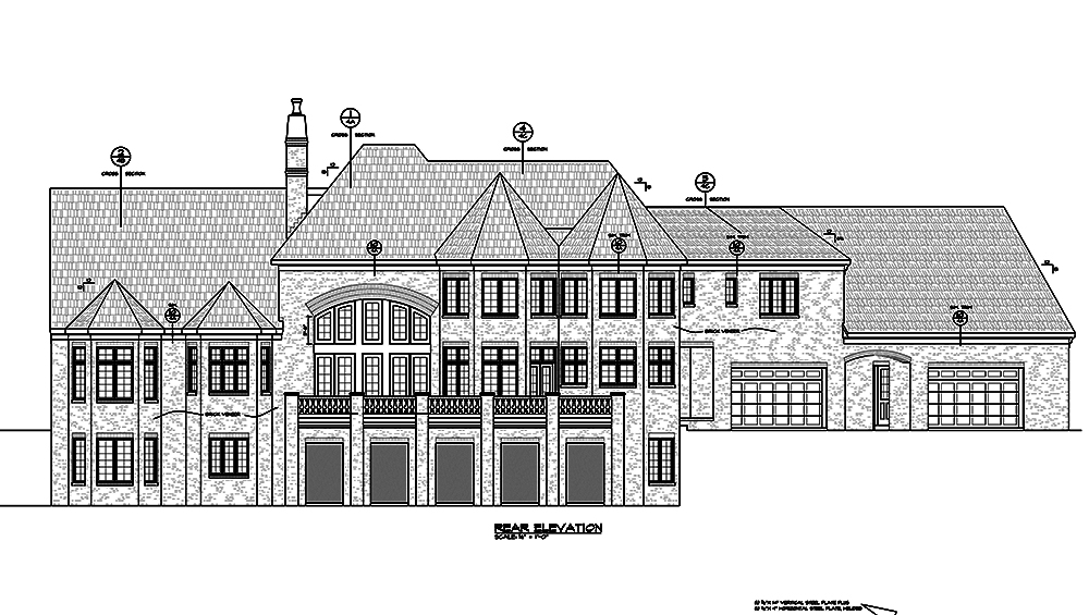 Home Plan Rear Elevation of this 5-Bedroom,5460 Sq Ft Plan -120-2473