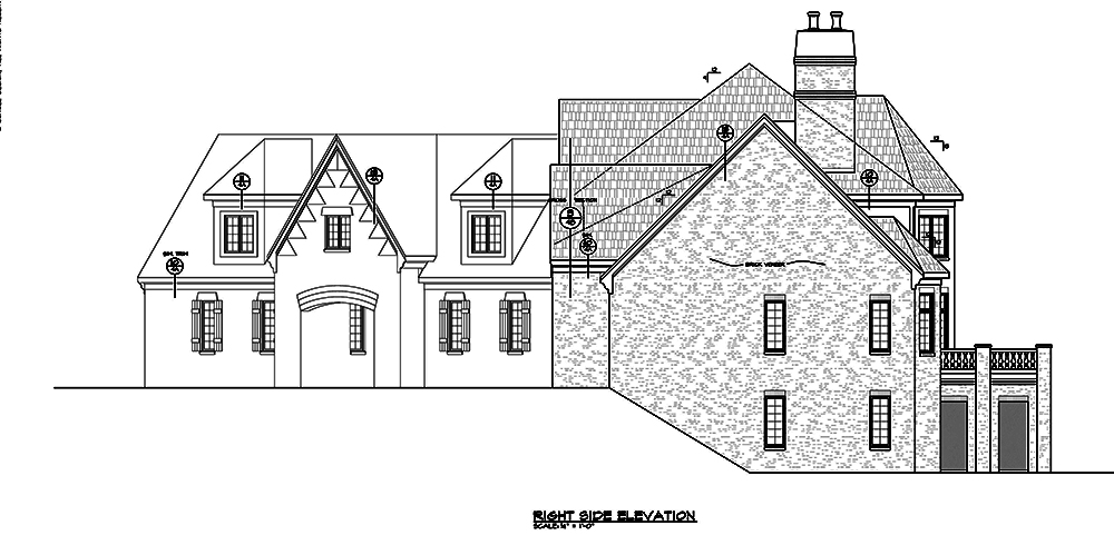 Home Plan Right Elevation of this 5-Bedroom,5460 Sq Ft Plan -120-2473