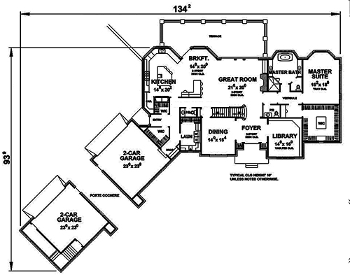 Floor Plan First Story of French Plan #120-2473