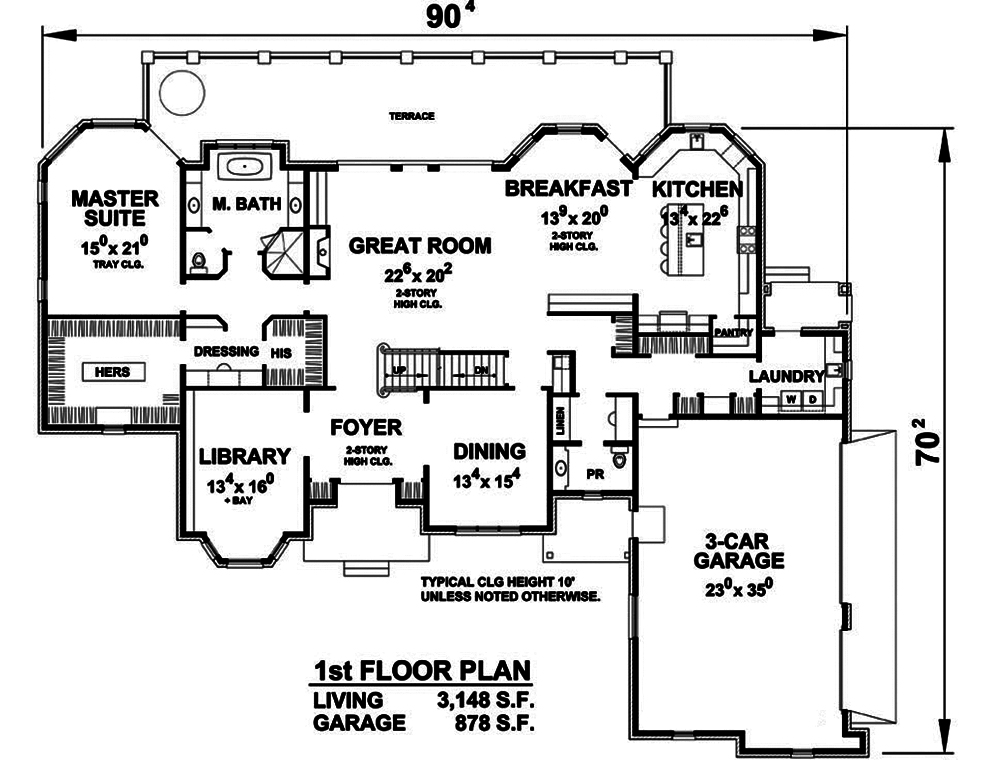 Floor Plan First Story of French Plan #120-2474