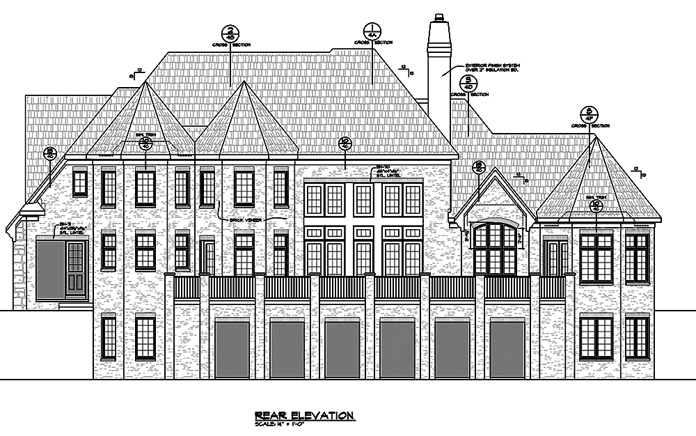 Home Plan Rear Elevation of this 4-Bedroom,4748 Sq Ft Plan -120-2474