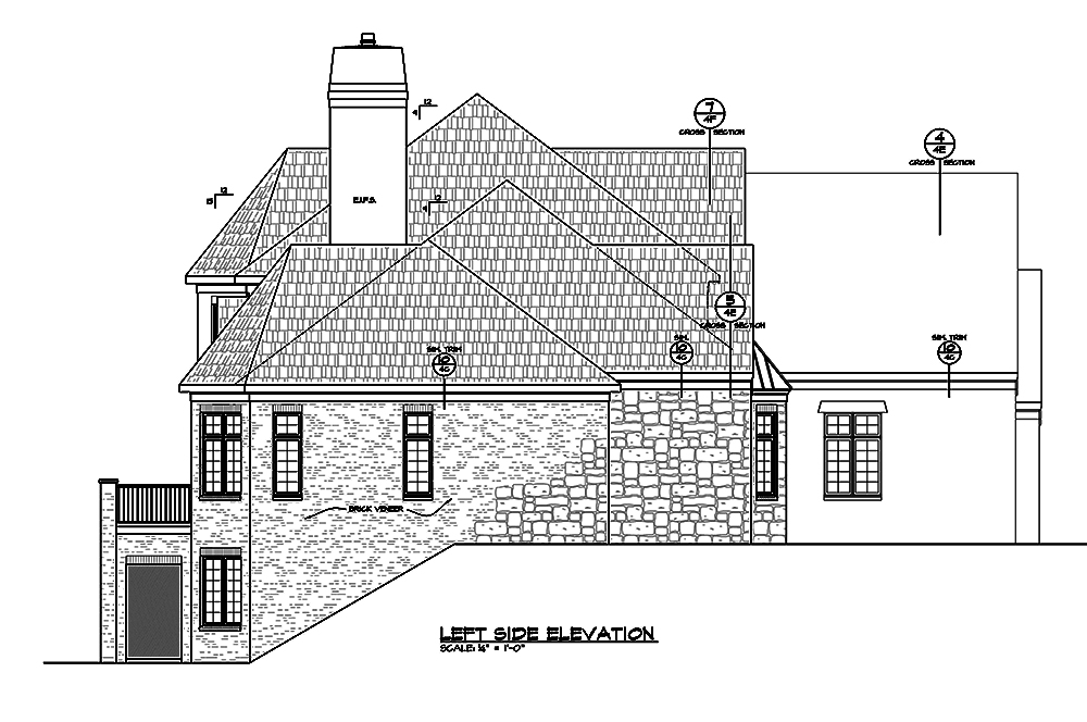 Home Plan Left Elevation of this 4-Bedroom,4748 Sq Ft Plan -120-2474