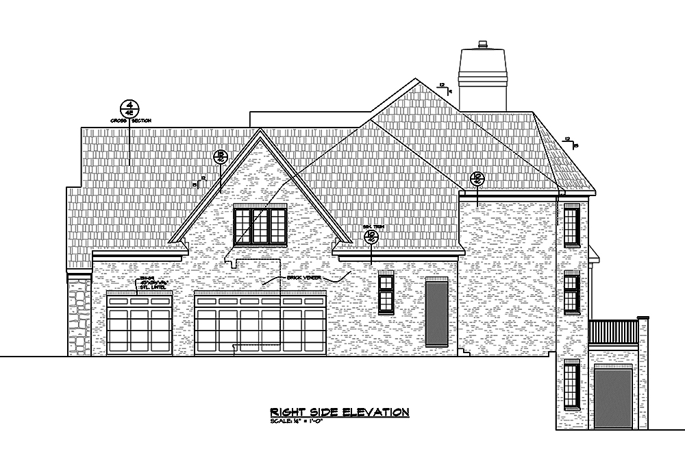 Home Plan Right Elevation of this 4-Bedroom,4748 Sq Ft Plan -120-2474
