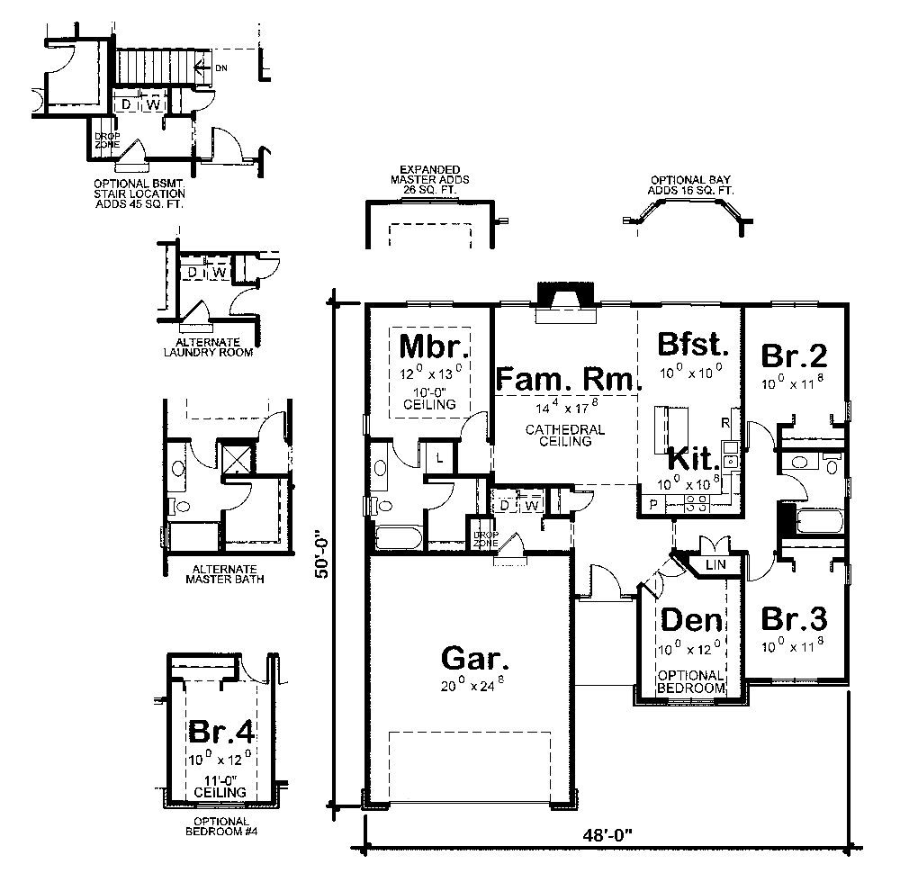 Floor Plan First Story of French Plan #120-2475