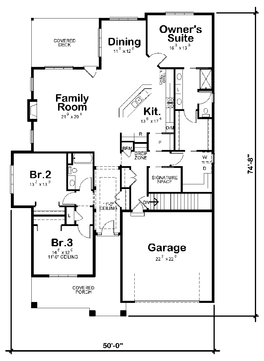 Floor Plan First Story of Craftsman Plan #120-2476