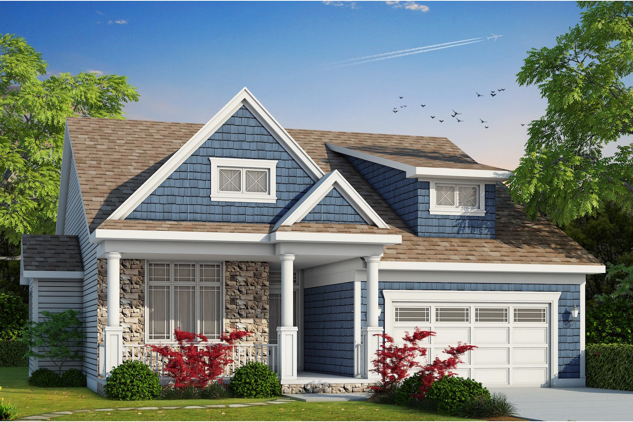 Color rendering of Craftsman home plan (ThePlanCollection: House Plan #120-2476)