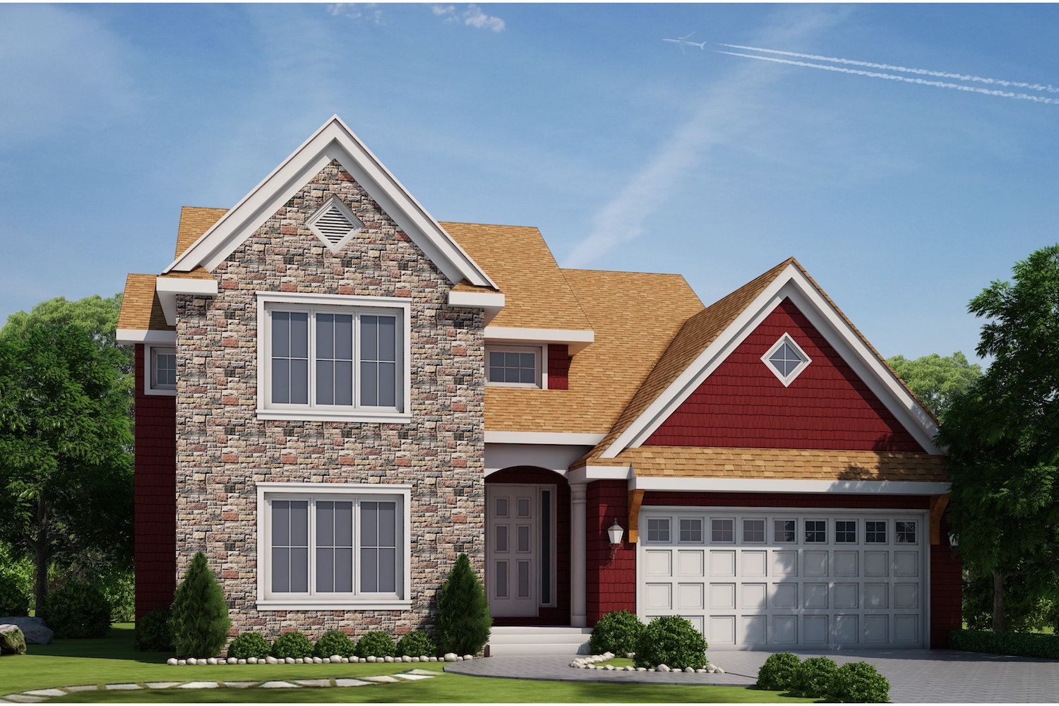 Color rendering of Colonial home plan (ThePlanCollection: House Plan #120-2479)