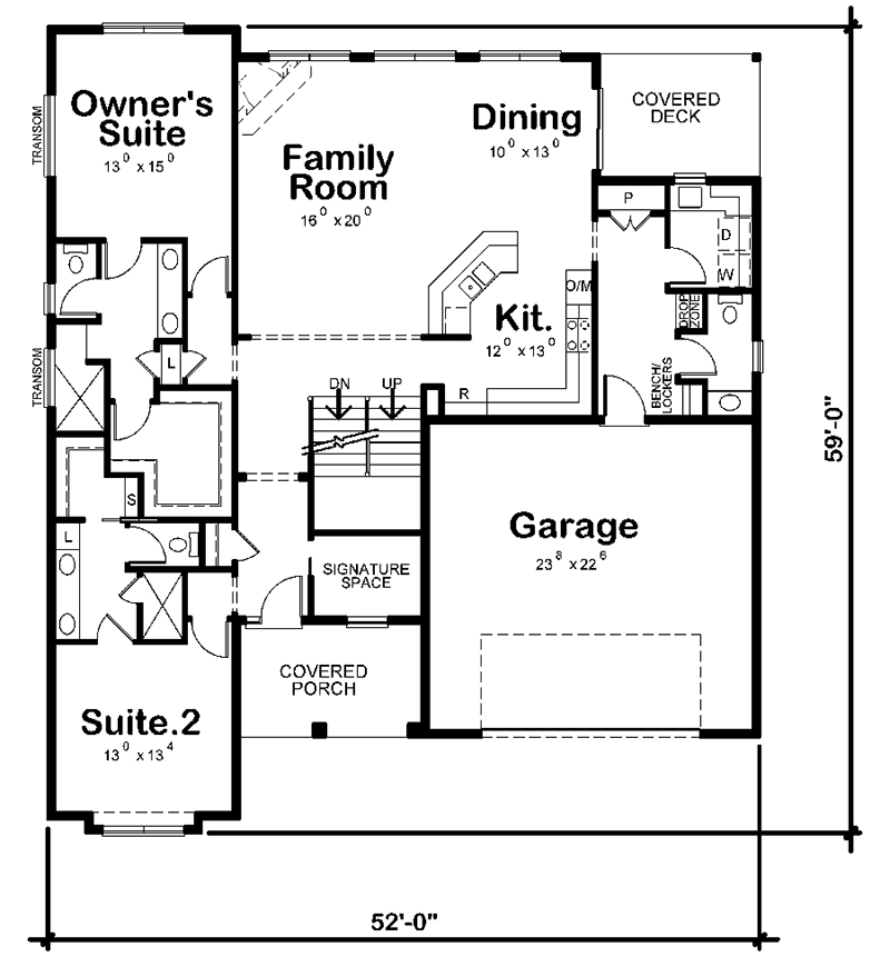 Floor Plan First Story of Cottage Plan #120-2480