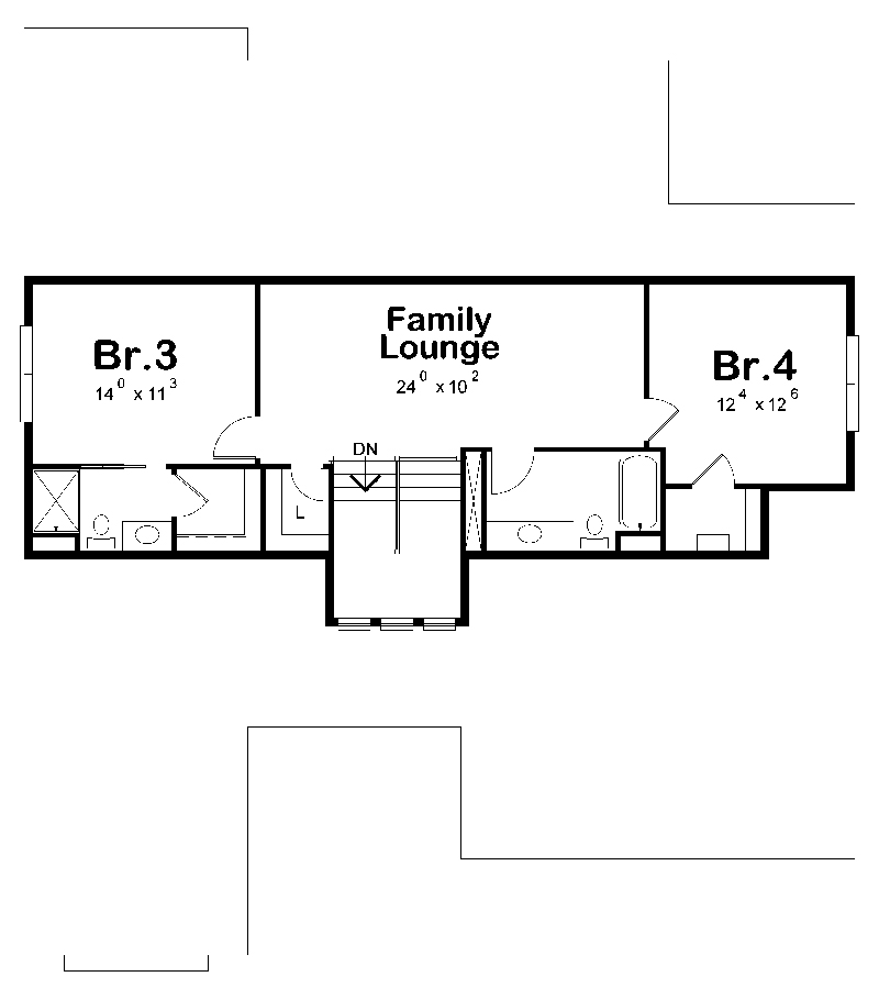 Floor Plan Second Story of Cottage Plan #120-2480