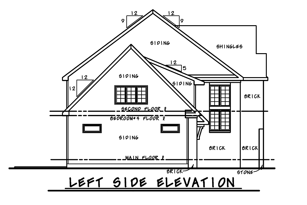 Home Plan Left Elevation of this 4-Bedroom,2708 Sq Ft Plan -120-2481