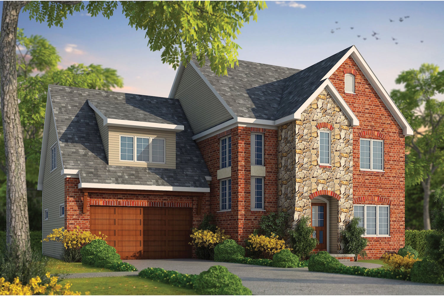 Color rendering of European home design (ThePlanCollection: House Plan #120-2481)