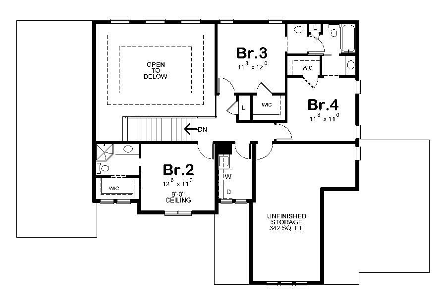 Floor Plan Second Story of Contemporary Plan #120-2482