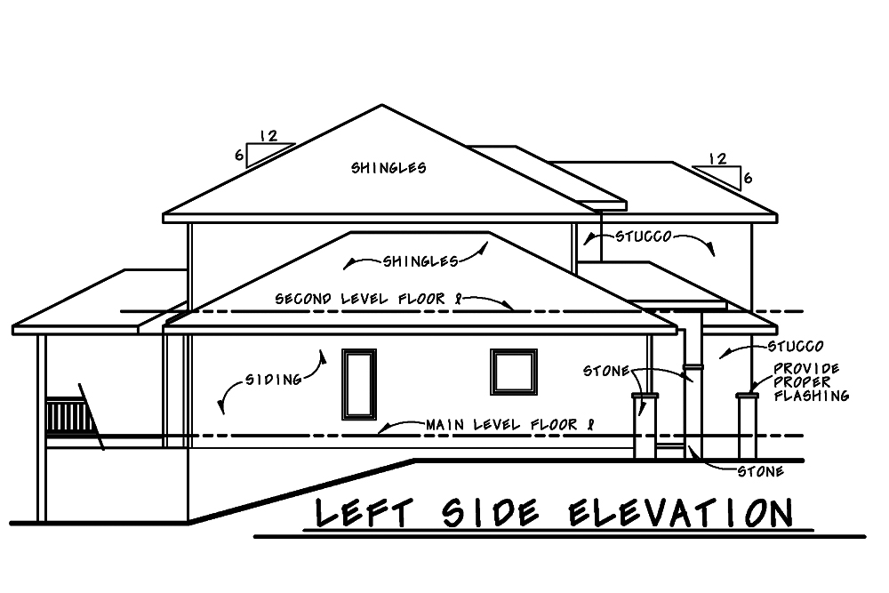 Home Plan Left Elevation of this 4-Bedroom,2503 Sq Ft Plan -120-2482