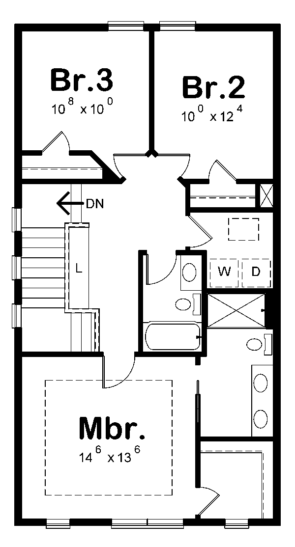 Floor Plan Second Story of Traditional Plan #120-2484