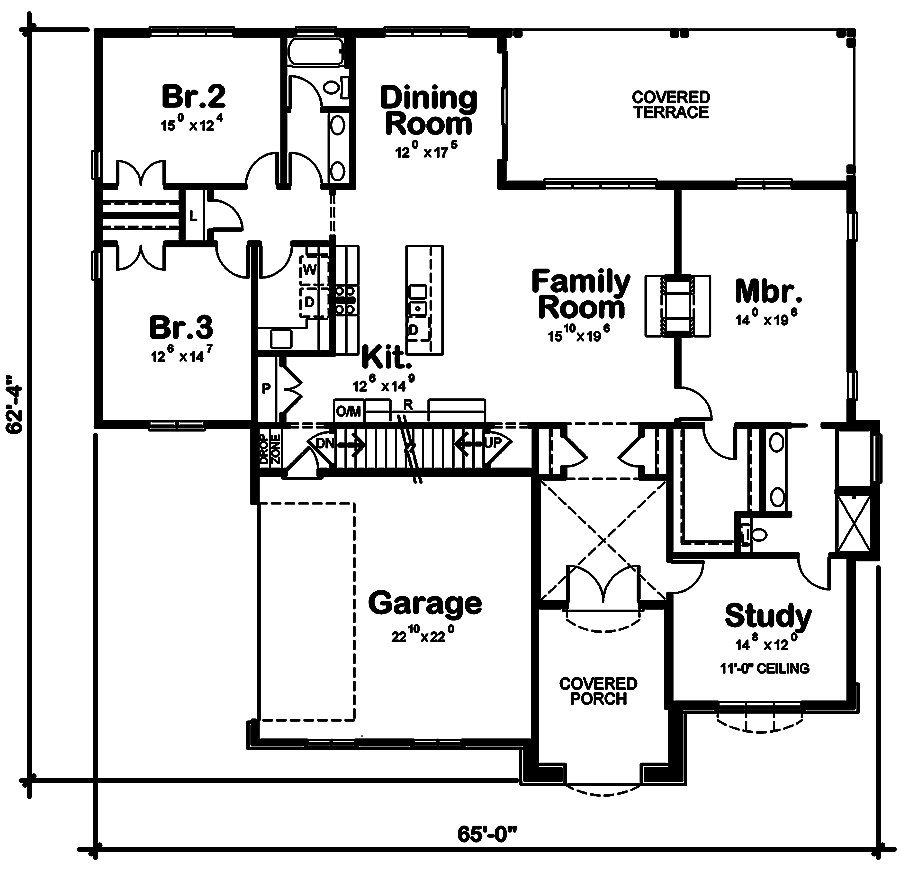 Floor Plan First Story of French Plan #120-2485