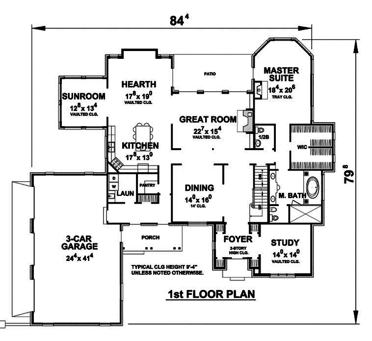 Floor Plan First Story of French Plan #120-2486